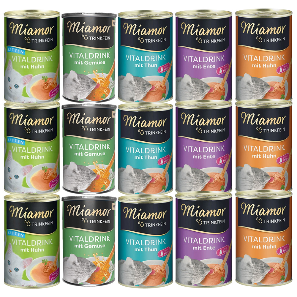 MIAMOR Vitaldrink Napój Nawadniający dla Kotów Mix Smaków 15x135ml